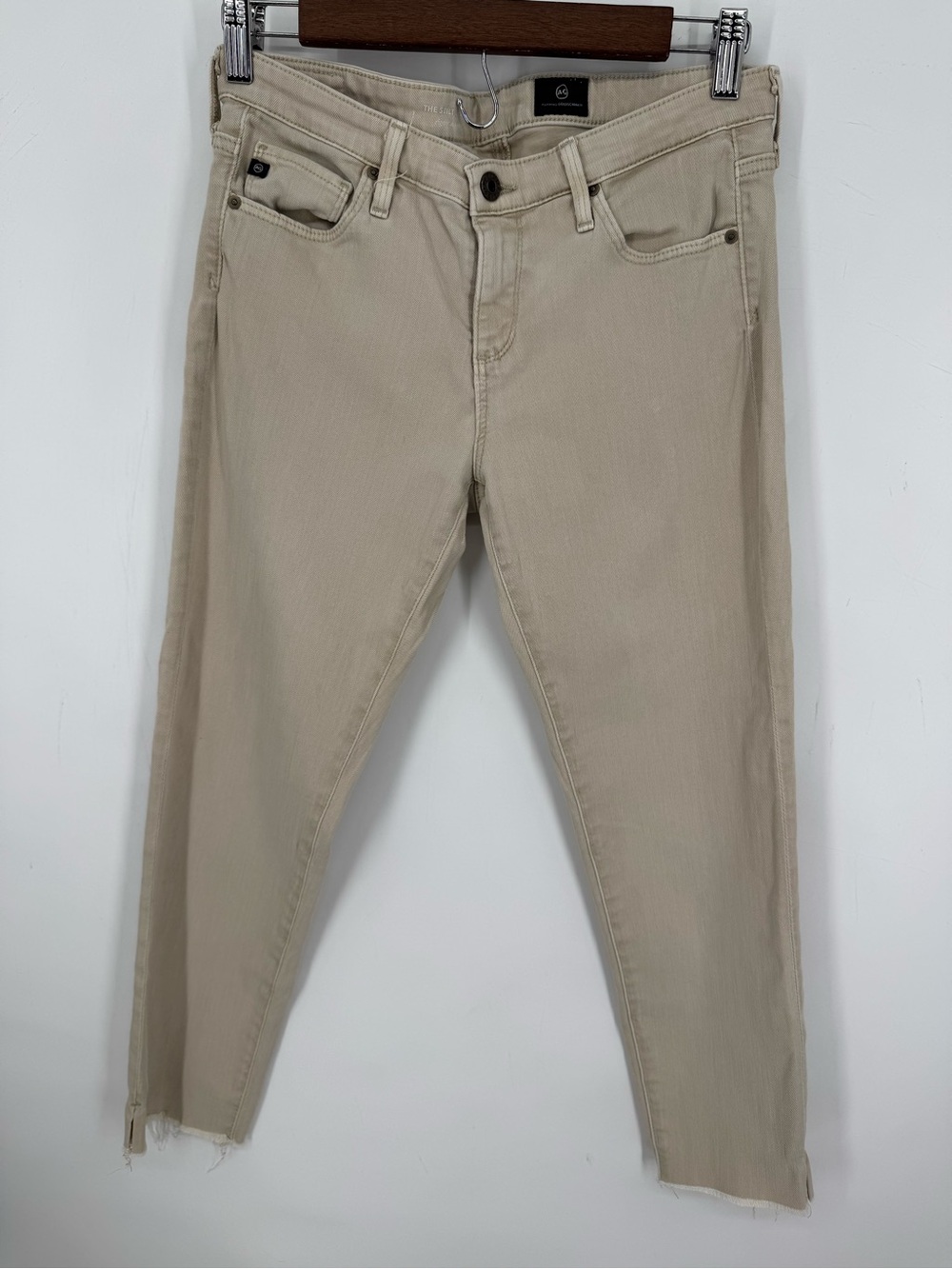 Adriano Goldschmied The Stilt Crop Cigarette Crop Khaki Neutral Pants Size 28
